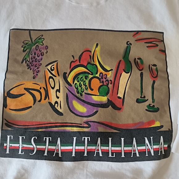 Vintage Fruit of the loom Festa Italiana Women's Sweatshirt, Size L, White - Picture 2 of 7